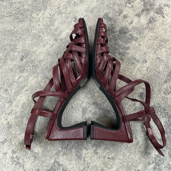 Seychelles Charter Leather Cross Cross Strappy Cage Sandals Chunky Heel Sz 6 - Picture 7 of 11